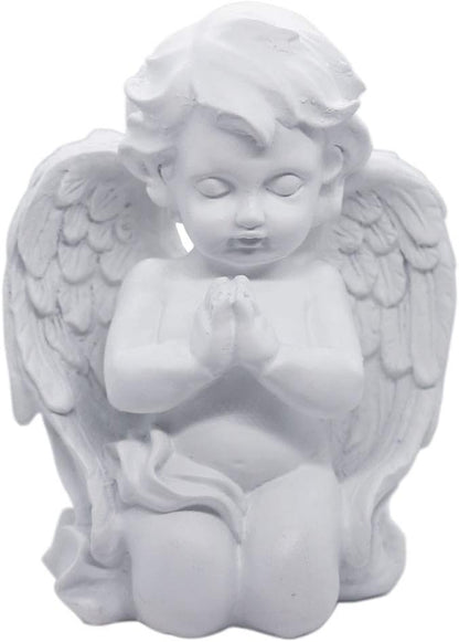 White Kneeling Praying Cherub Statue Indoor Outdoor Home Garden Decoration Wings Angel Statue Memorial Sculpture