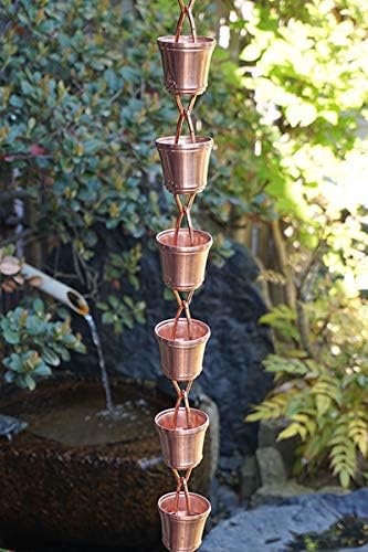 MORIKUNI Made in Japan Authentic Traditional Rain Chain/Downspout/Made of Pure Copper/Available in 4 Styles, 5-16 ft/Optional Decorative Weight Available (Bamboo Small, 11, Feet)