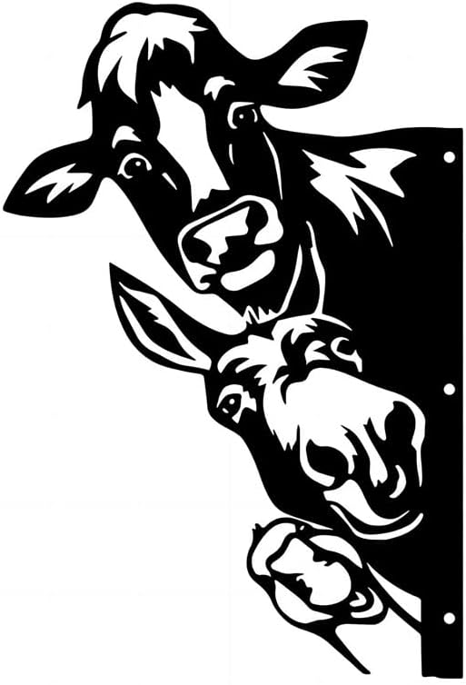 Peeping Cow | Duck | Wall Art Decor, Funny Animal Metal Sign, Cutout Sign for Farm, Outdoor Garden, Yard Gift