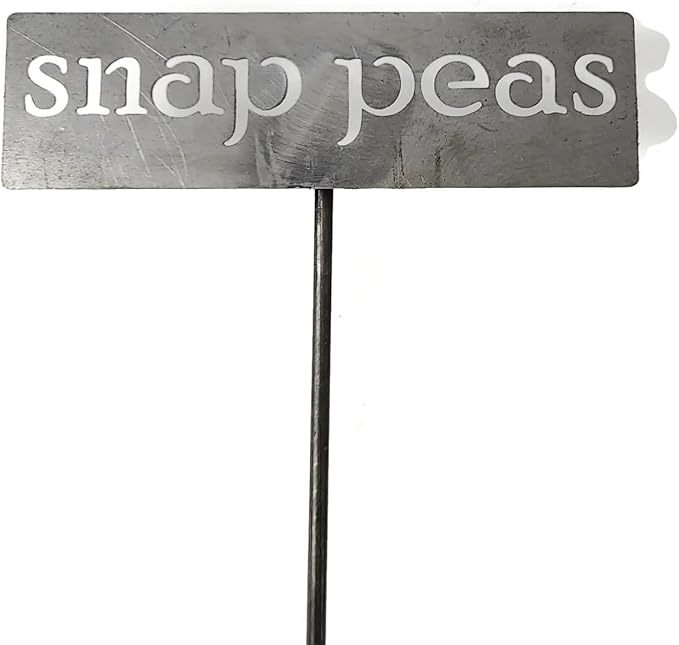 Classic Metal Garden Markers 19 Inches Tall (snap peas, Raw, Unfinished Steel (will rust with time))