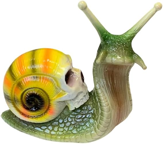 Garden Decor Statues Halloween Skull Snail Sculpture Gothic Home Decor Creative Resin Crafts Snail Ornaments,for Outdoor Landscape Decorations Home Creative Gifts,Green