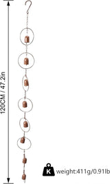 Hanging Rain Chime Metal Rain Chain for Outside Decorative Rain Gutter Chain with Bells Feng Shui Good Luck Chimes for Balcony Courtyard Garden Downspouts Creates Soothing Sound