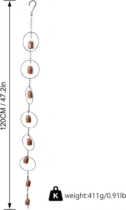 Hanging Rain Chime Metal Rain Chain for Outside Decorative Rain Gutter Chain with Bells Feng Shui Good Luck Chimes for Balcony Courtyard Garden Downspouts Creates Soothing Sound