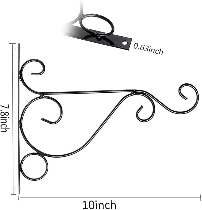 Orgrimmar Hanging Plant Bracket 4 Packs Metal Wall Plant Hangers with Iron Screws Decorative Hook for Bird Feeders, Lanterns, Wind Chimes, Planters, Flower Pot, Outdoor Indoor Decor