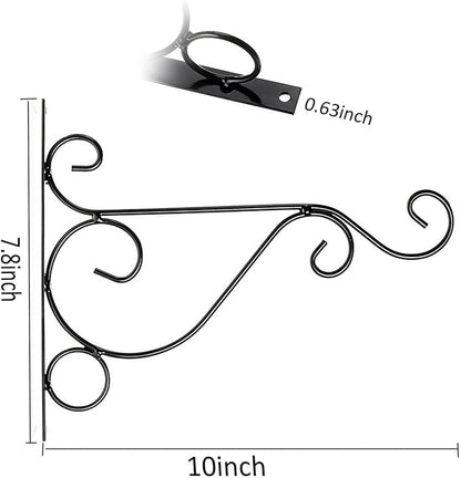 Orgrimmar Hanging Plant Bracket 4 Packs Metal Wall Plant Hangers with Iron Screws Decorative Hook for Bird Feeders, Lanterns, Wind Chimes, Planters, Flower Pot, Outdoor Indoor Decor