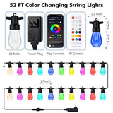TviewSmart Outdoor String Lights - 52FT Waterproof Color Changing