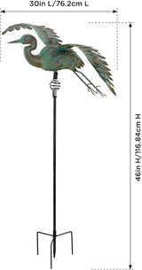 Regal Art & Gift Bird Bouncie Metal Garden Stake - Decorative Playful Outdoor Metal Sculpture for Lawn, Patio & Garden Décor - Crane