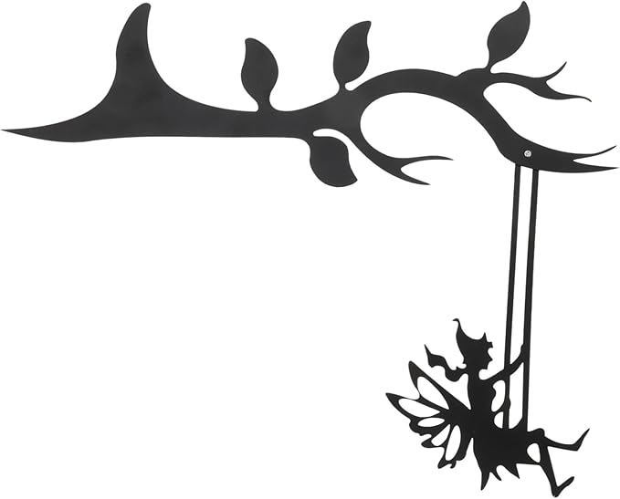 VICASKY Fairy Branch Metal Wall Art Decor Charming Swing Fairy Sculpture Stake for Garden Patio and Home Decoration Durable Vivid Design with Beautiful Texture Pattern
