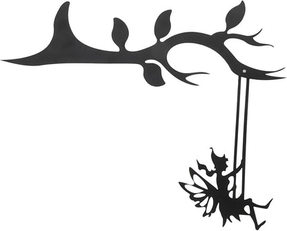 VICASKY Fairy Branch Metal Wall Art Decor Charming Swing Fairy Sculpture Stake for Garden Patio and Home Decoration Durable Vivid Design with Beautiful Texture Pattern