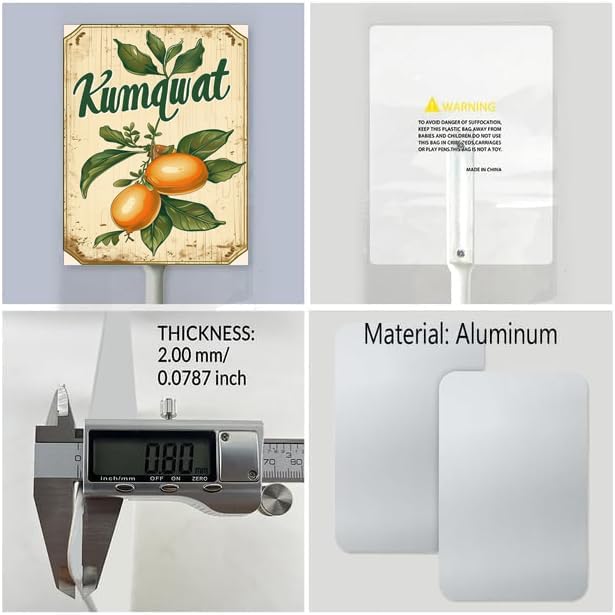 Uptell Vintage Aluminum Kumquat Fruit Signs Yard Sign with Stake for Garden Fruit Garden Label Stakes Plant Markers for Outdoor Plants Waterproof 8x12 inch