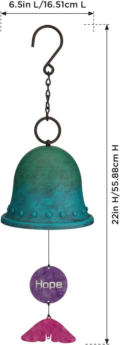 Regal Art & Gift Wind Bell for Outdoor and Garden Use | Decorative Hanging Bell with Soothing Chime Tones for Porch, Patio, Balcony, or Yard Décor | Steel Construction | Hope | 22 Inch