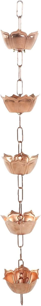 Copper Decorative Rain Chain Gutter Downspout Replacement Flower Shaped for Villa Garden Park