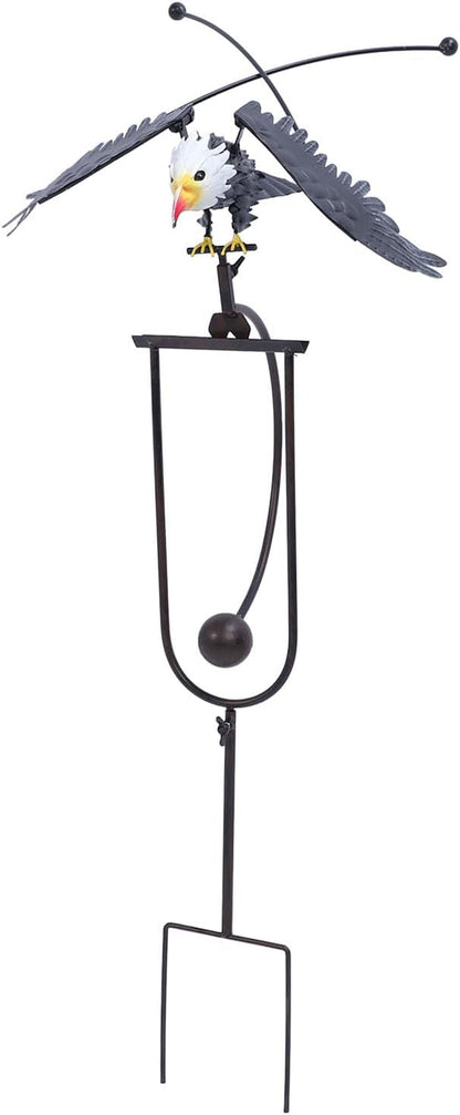 Bald Eagle Garden Ornament Balancing Bird Rocker Wind Sculpture Handcrafted for Outdoor Yard Decoration, Rushbomcgh2mrpkqi