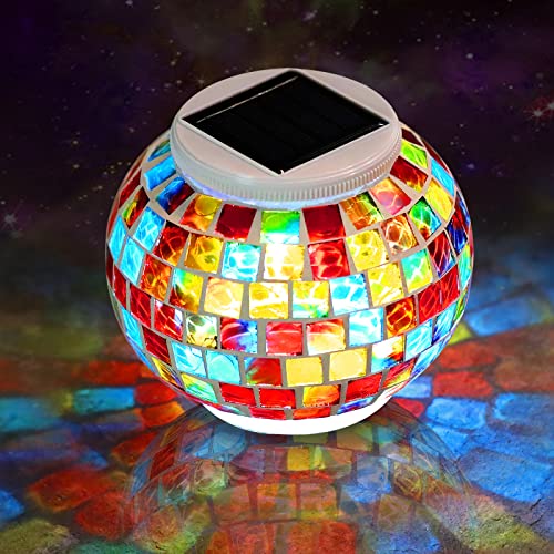 Color Changing Solar Mosaic Table Lamp - Waterproof Outdoor