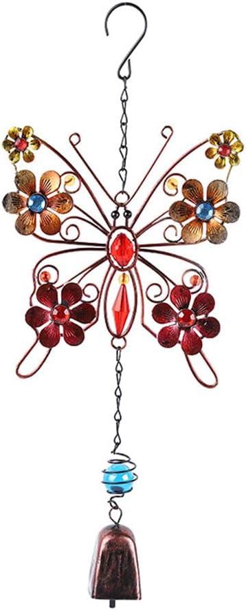 Butterfly Flower Wind Chimes Outdoors Decoration Wind Chimes with Metal Frame Crystal for Garden Yard Hanging Decor Birthday Mothers Day Housewarming for Women-Bell