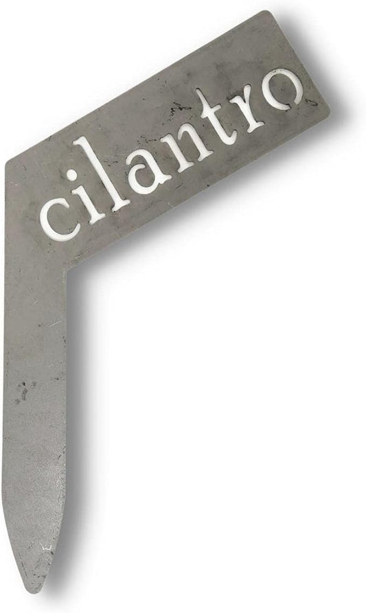 Planter Size Small Metal Garden Plant Vegetable Flower or Herb Markers 13.5 Inches Tall (cilantro, Raw, Unfinished Steel)