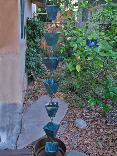 Nutshell Stores Extra Large Square Cups Rain Chain - Patina - 16 Feet