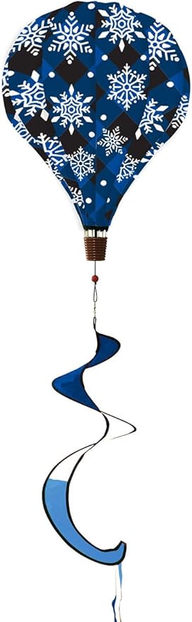 Briarwood Lane Checkered Snowflakes Winter Deluxe Hot Air Balloon Windsock Wind Twister Everyday 54" L