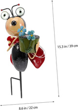 Garden Statue Ladybug Inserts Lamp Solar Outdoor Lights Iron Landscape Lights Hours Easy to up