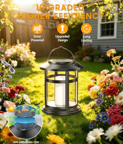 Solar Lanterns - Flickering Flame, Waterproof, 2 Pack