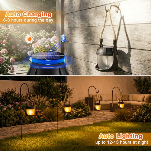 Solar Flame Lanterns - Waterproof Outdoor 2 Pack