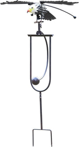 Metal Swinging Owl Wind Spinner for Yard and Garden Decor, Outdoor Metal Windmill Art Deco, Lawn Decorations Wind Sculpture and Spinner, Garden Stake Decorative Kinetic Sculpture (Eagle)