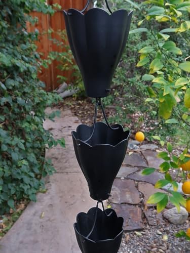 Nutshell Stores XL Scallop Cups Rain Chain - Black - 18 Feet