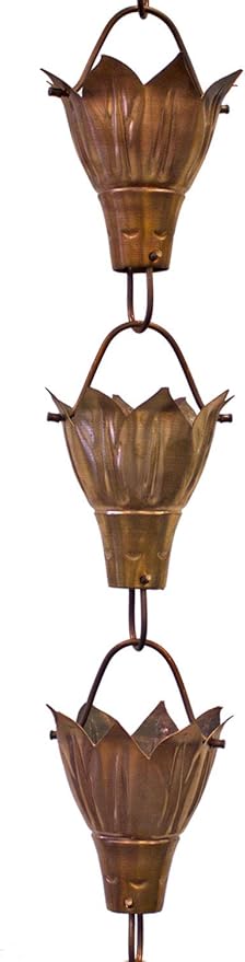 Bluebell Cups Copper RAIN Chain with Installation KIT (10 Foot)
