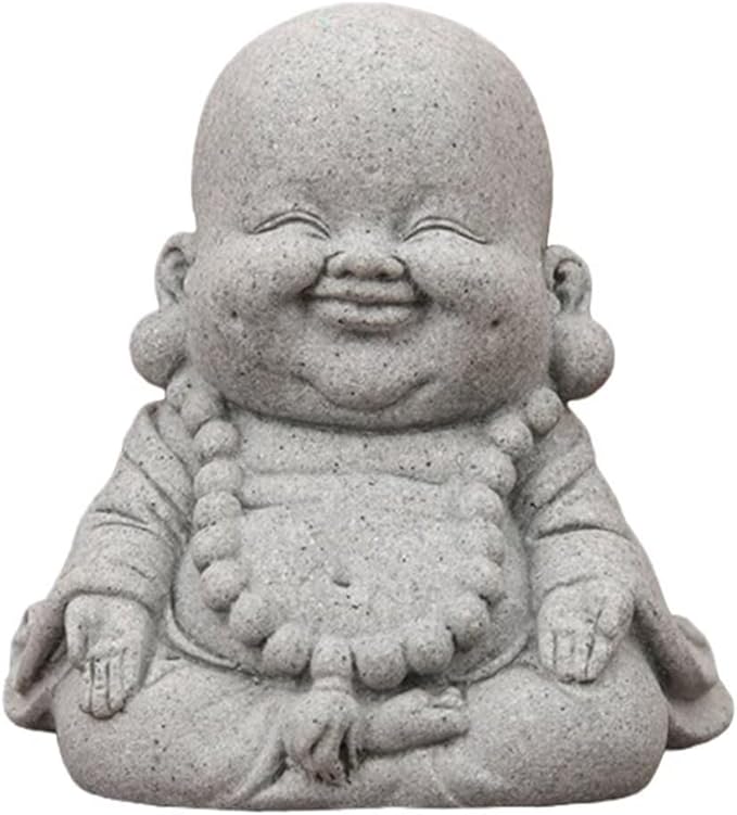 Mini Monk Buddha Statue Sandstone Statues Zen Monk Praying Statue Sculptures for Wealth Good Luck Feng Shui Decor Home Fish Tank Aquarium Garden (Style 17)