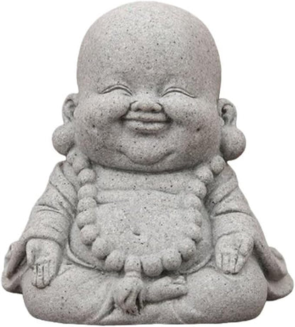 Mini Monk Buddha Statue Sandstone Statues Zen Monk Praying Statue Sculptures for Wealth Good Luck Feng Shui Decor Home Fish Tank Aquarium Garden (Style 17)