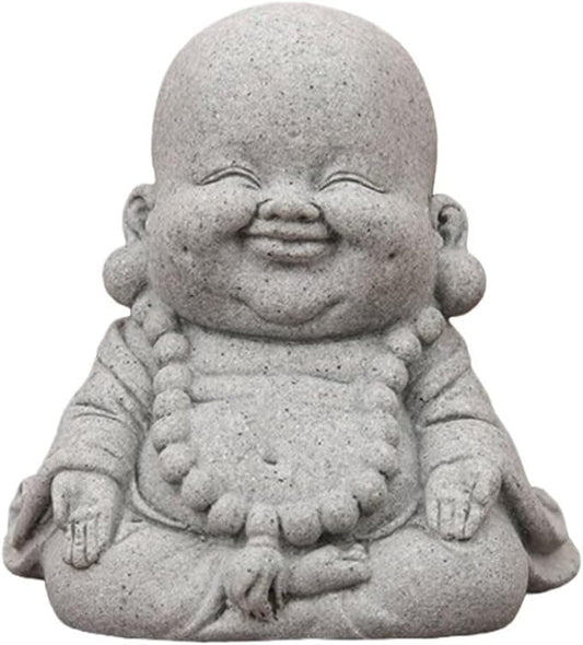 Mini Monk Buddha Statue Sandstone Statues Zen Monk Praying Statue Sculptures for Wealth Good Luck Feng Shui Decor Home Fish Tank Aquarium Garden (Style 17)