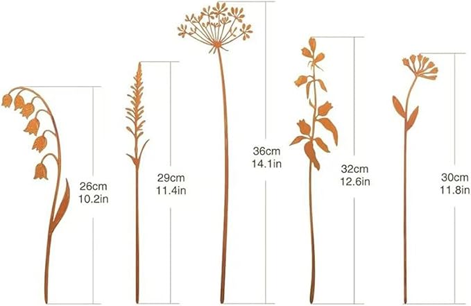 5Pcs Decorative Garden Stakes Metal Outdoor Yard Patio Pathway Rustic Ornaments Landscape Decor- Style a
