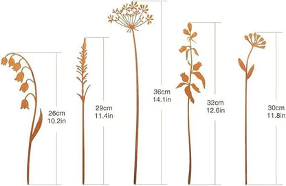 5Pcs Decorative Garden Stakes Metal Outdoor Yard Patio Pathway Rustic Ornaments Landscape Decor- Style a