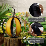 Large Orange Pumpkins with Light - Metal Fall Decor (Pack of 2)