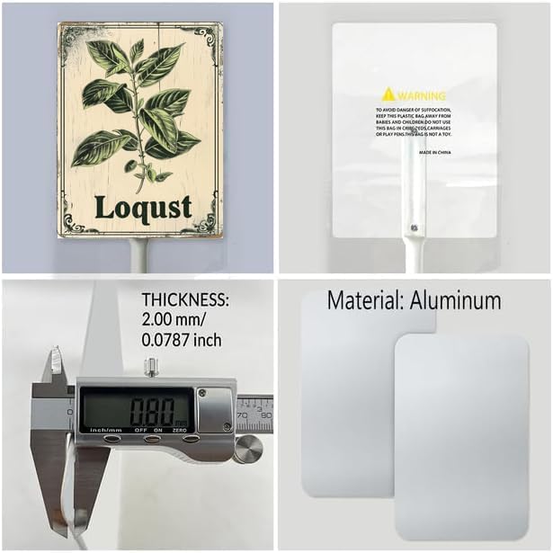Uptell Vintage Aluminum Loqust Fruit Signs Yard Sign with Stake for Garden Fruit Garden Label Stakes Plant Markers for Outdoor Plants Waterproof 8x12 inch