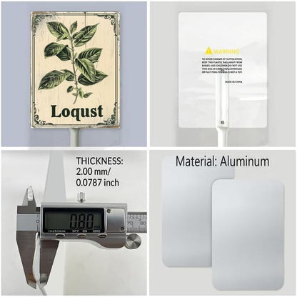 Uptell Vintage Aluminum Loqust Fruit Signs Yard Sign with Stake for Garden Fruit Garden Label Stakes Plant Markers for Outdoor Plants Waterproof 8x12 inch