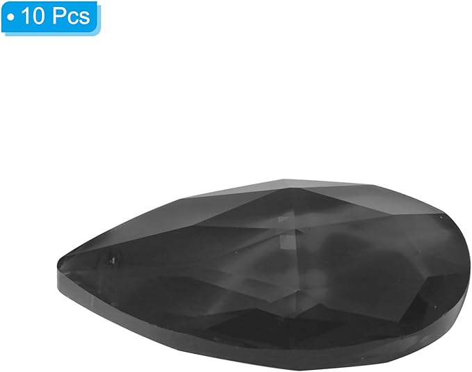 PATIKIL K9 Crystal Pendants Teardrop Beads, 10 Pack 38mm Chandelier Prisms Parts Hanging Beads DIY Lamp for Arts Crafts Decoration, Black