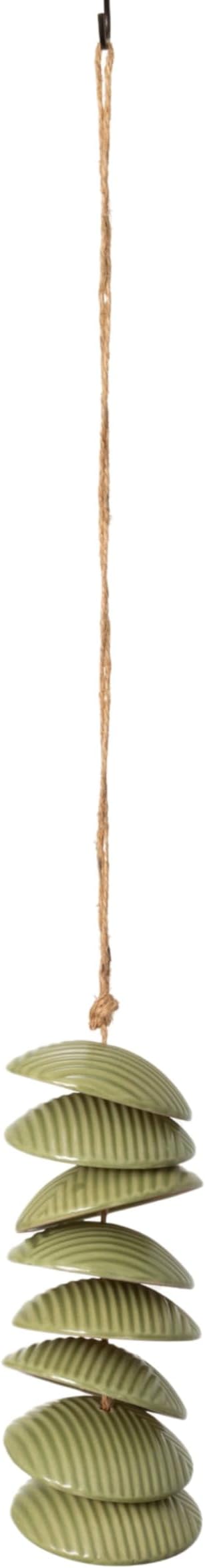 Woodstock Chimes Ceramic Disc Chime 26" Sage Green Wind Chime for Outside, Ceramic Shell Design Chimes for Garden Porch, Patio Decor, Unique Gift CCSGR