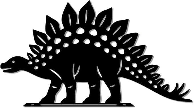 WADORN Stegosaurus Decorative Silhouette Garden Stakes, Metal Dinosaurs Theme Stakes Statues Ornaments Lovers Gifts Yard Art Black Silhouette Yard Outside Decor for Backyard Patio, 6.5x11Inch