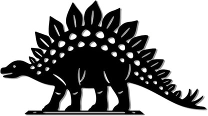 WADORN Stegosaurus Decorative Silhouette Garden Stakes, Metal Dinosaurs Theme Stakes Statues Ornaments Lovers Gifts Yard Art Black Silhouette Yard Outside Decor for Backyard Patio, 6.5x11Inch