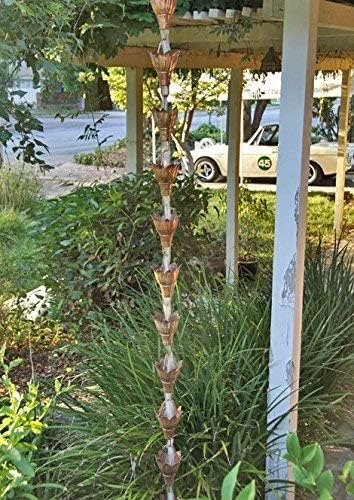 Bluebell Cups Copper RAIN Chain with Installation KIT (11 Foot)