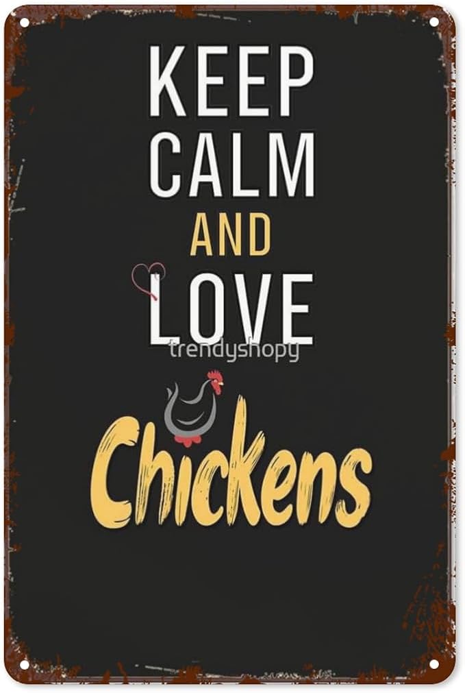 patio wall decor Keep Calm And Love Chickens For Chicken Lovers metal sign Appreciation Billiard Cafe Decoration Cafes Rustic Man Cave Retro Wall Art Inspirational Life Quotes Posters 8X12inch