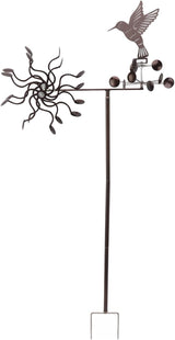 Hummingbird Iron Wind Spinner, Vintage Metal Windmill Sculpture, Outdoor Garden Lawn Ornament with Stable Rotation, Sturdy Premium Iron for Long Lasting Decor