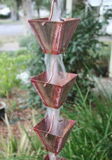Nutshell Stores Medium Square Cups Rain Chain - Pre-Aged Copper - 16 Feet