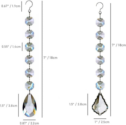 12pcs Glass Crystal Chandelier Prisms Beads Replacement, Hanging Crystals Suncatcher for Chandeliers Decoration