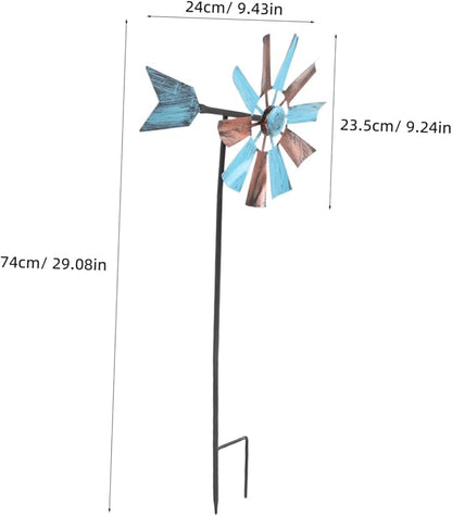 Iron Craft Windmill Statue for Garden Bee Decorative Spinners Outdoor Decor