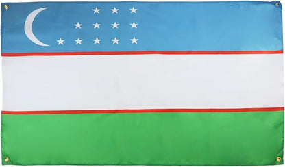 AZ FLAG Uzbekistan Flag 150 x 90 cm with 4 Eyelets Uzbek Flag for Balcony or Wall