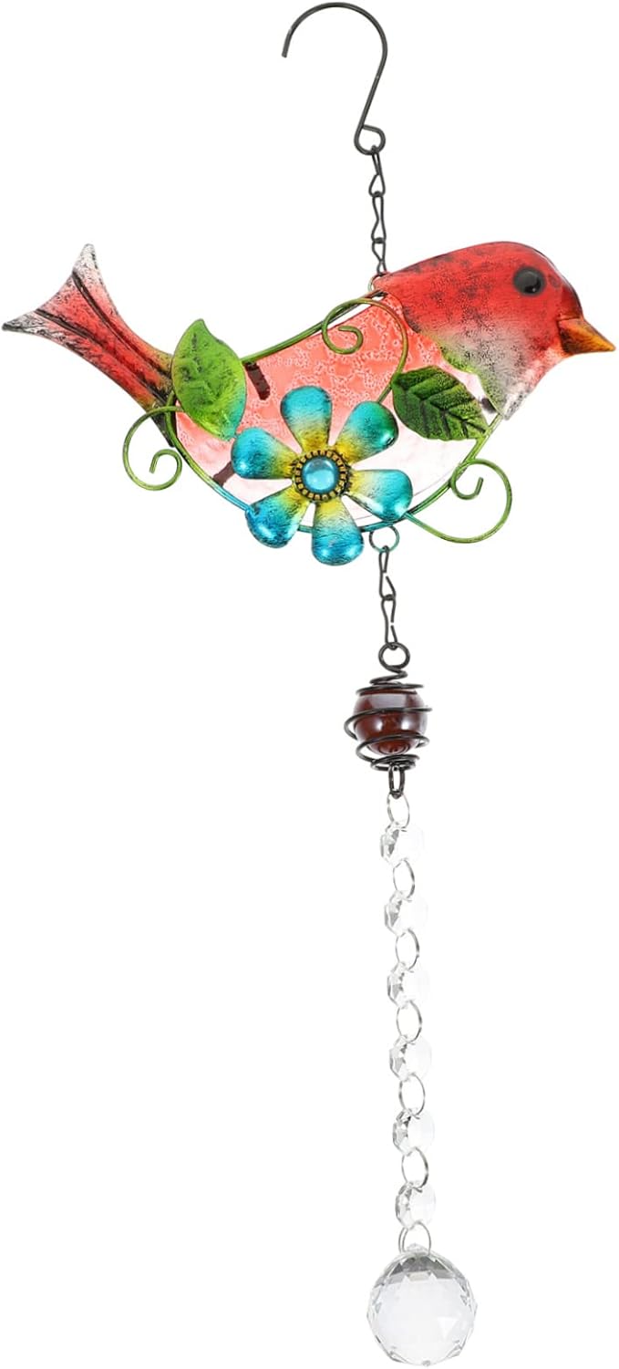 INOOMP Stained Bird Hanging Decor Bird Ornament with Crystals for Garden and Home Vibrant Art Sculpture for Tree and Outdoor Scene