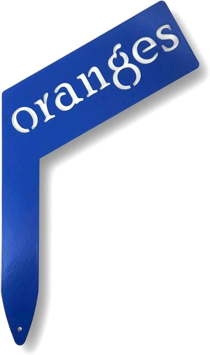 Planter Size Small Metal Garden Plant Vegetable Flower or Herb Markers 13.5 Inches Tall (oranges, Blue)