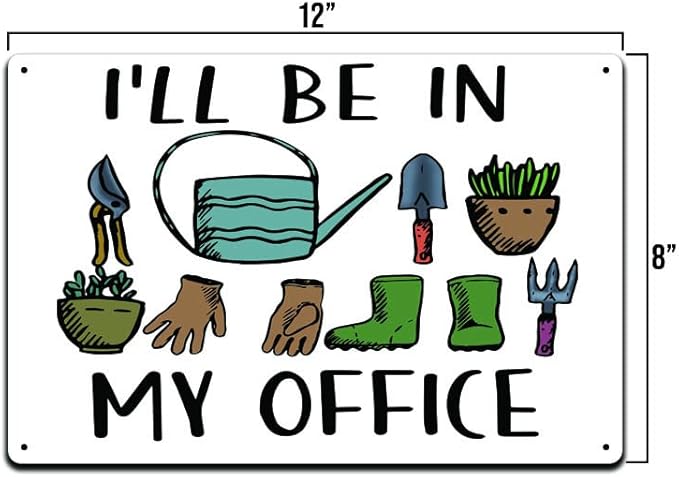 I'd Rather Be In My Office 12 X 8 Inch Metal Sign Waterproof Sunflower Garden Indoor Outdoor Patio Yard Wall Décor Plants House Home Flowerbed MS029